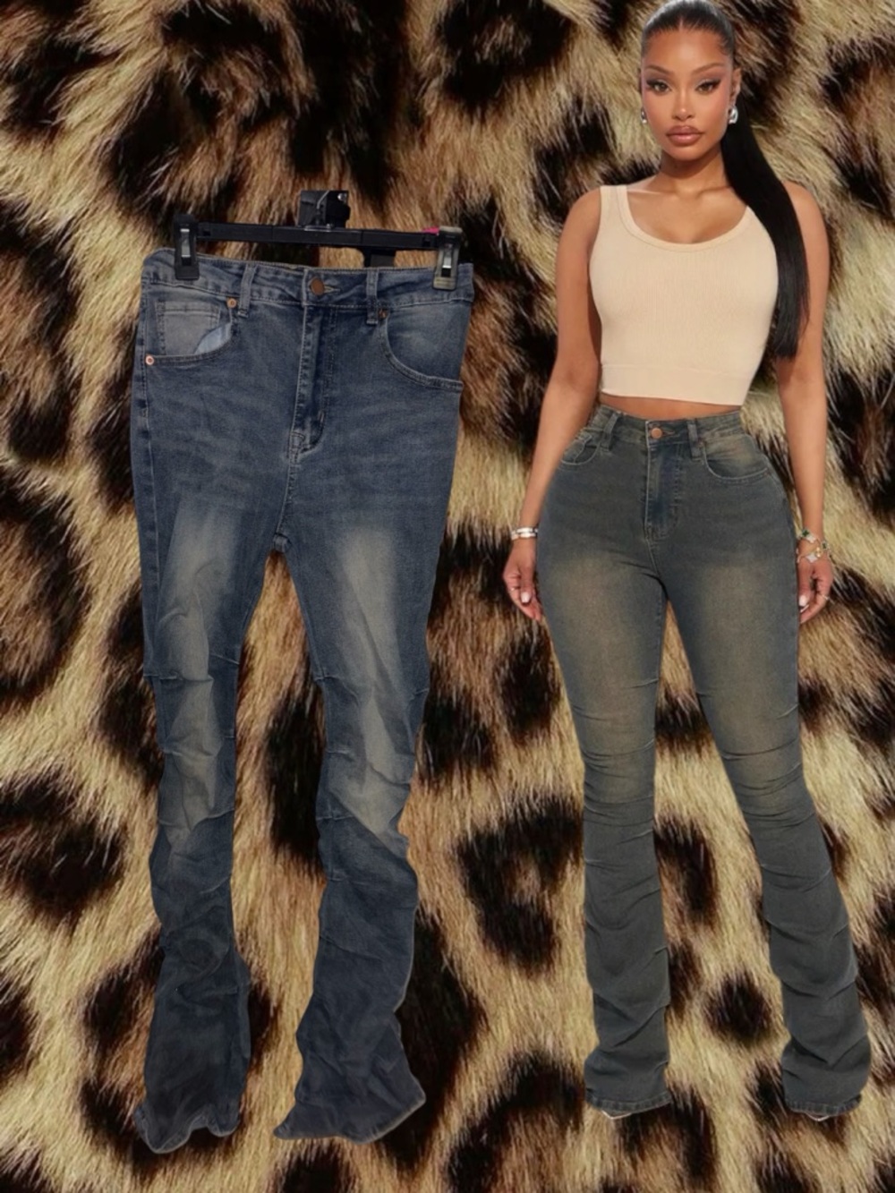 (SIZE 9) Fashion Nova Women's Calling For You Stacked Bootcut Jeans